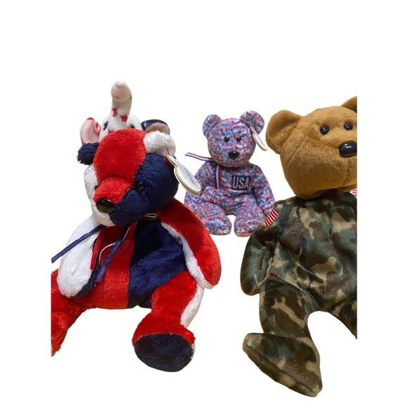 Beanie Babies America Themed Lot Of 7 USA Glory Hero Patriot Baldy Lefty Righty - Picture 6 of 8